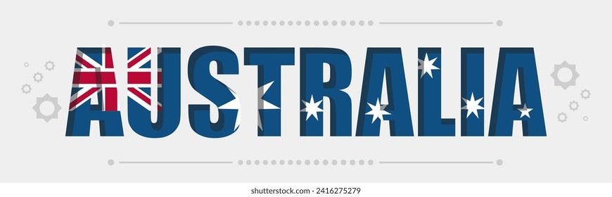 Australien Ländername und Flagge, der Nationalfeiertag Australiens in roten und blauen Formen. Australien Tag Banner Design für den 26. Januar. Abstrakter geometrischer Banner, australische Flagge