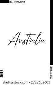 Australia  -Country Name Stylish Cursive Typography Text Vector Design 