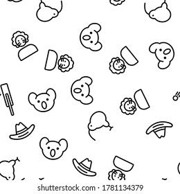 Australia Country Nation Cultural Vector Seamless Pattern Thin Line Illustration