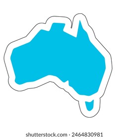 Silueta del país de Australia. Mapa detallado. Pegatina de Vector azul sólido con contorno blanco aislado sobre fondo blanco.