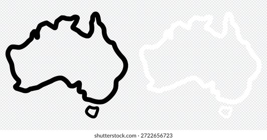 Australia country simplified map. Thick black  and white outline contour. Simple vector icon