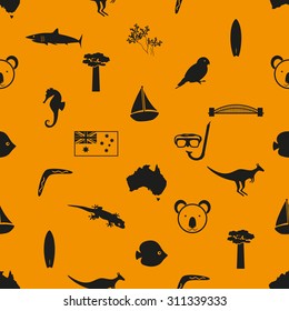 Australia country theme symbols seamless pattern eps10