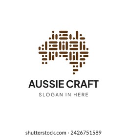 australia craft with map webbing shaped icon logo design illustrated