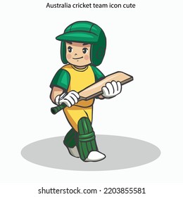 Australia Cricket Team Icon Cute Cartoon Character Outline