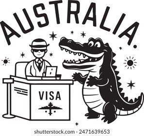 Vector de control de pasaporte de cocodrilo de Australia
