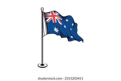 Australia cross flag waving in pole vector