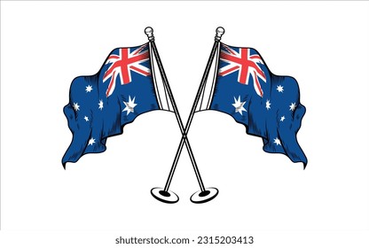 Australia cross flag waving in pole vector