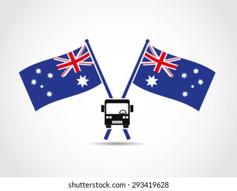 Australia Crossed Flags Emblem Bus Public Transportation