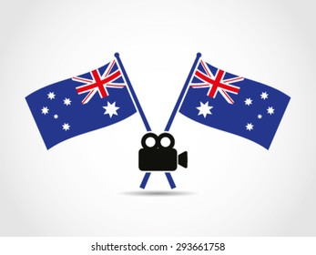Australia Crossed Flags Emblem Camera