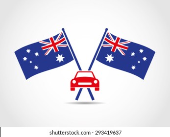 Australia Crossed Flags Emblem Car Automotive