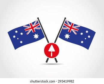 Australia Crossed Flags Emblem Cement Spoon Builder Development