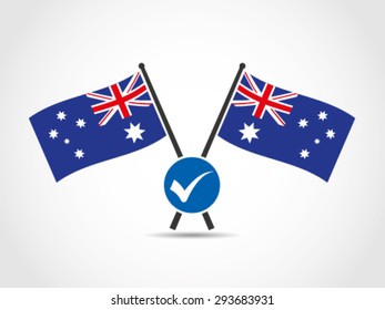 Australia Crossed Flags Emblem Check Pass Qualification