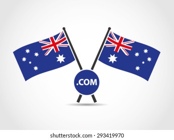 Australia Crossed Flags Emblem Commerce Domain
