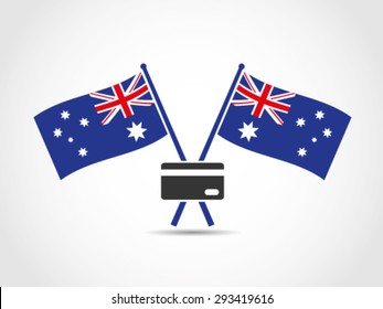 Australia Crossed Flags Emblem Credit Card