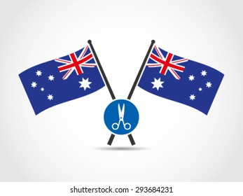 Australia Crossed Flags Emblem Cut