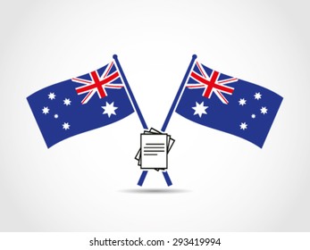 Australia Crossed Flags Emblem Documents