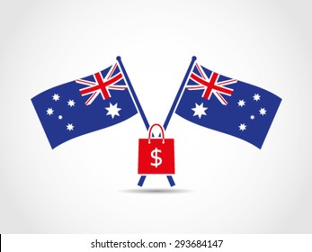 Australia Crossed Flags Emblem Dollar Expenses National Budget