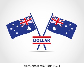 Australia Crossed Flags Emblem Dollar