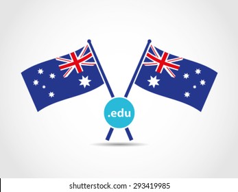 Australia Crossed Flags Emblem Education