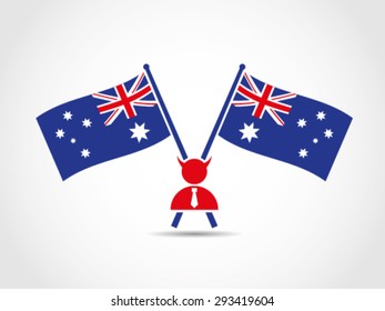 Australia Crossed Flags Emblem Evil Politician