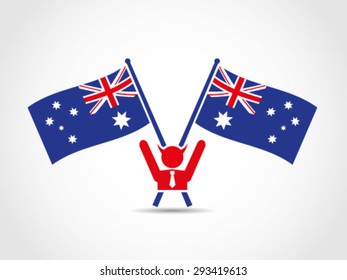 Australia Crossed Flags Emblem Evil Politician Celebrate