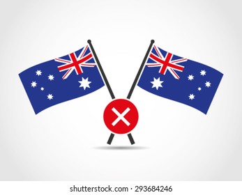Australia Crossed Flags Emblem Fail Sign