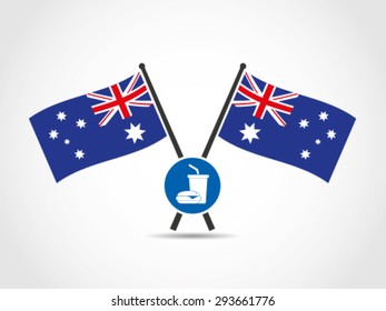 Australia Crossed Flags Emblem Fast Food