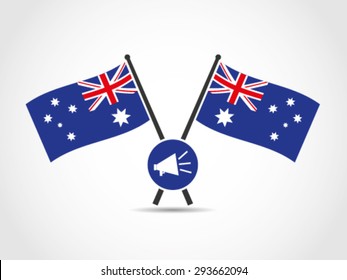 Australia Crossed Flags Emblem Free Speech Oration