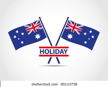 Australia Crossed Flags Emblem Holiday