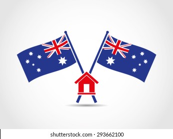 Australia Crossed Flags Emblem Home