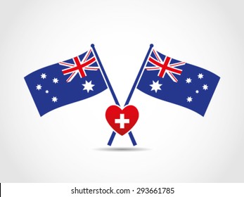 Australia Crossed Flags Emblem Hospital