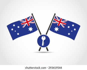 Australia Crossed Flags Emblem Key