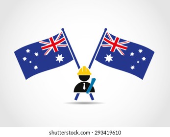Australia Crossed Flags Emblem Master Plan Architecture
