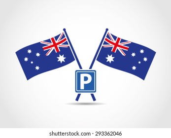 Australia Crossed Flags Emblem Parking