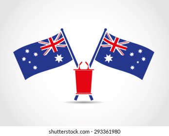 Australia Crossed Flags Emblem Podium