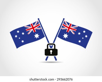 Australia Crossed Flags Emblem Security