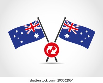 Australia Crossed Flags Emblem Synchronize