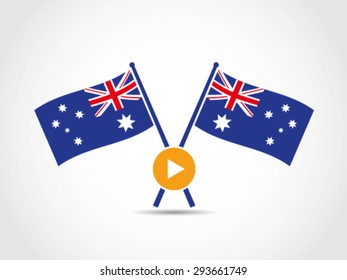 Australia Crossed Flags Emblem Video Stream
