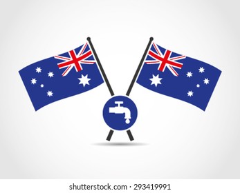 Australia Crossed Flags Emblem Water