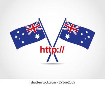 Australia Crossed Flags Emblem Web Address
