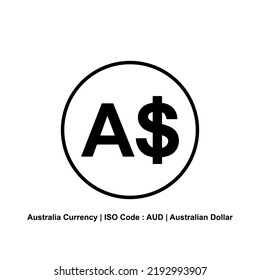 Moneda de Australia, AUD, símbolo del icono del dólar australiano. Ilustración vectorial