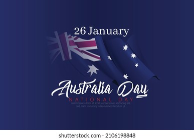 Australia Day 26 January National Day With Australia National Flag And Lettering