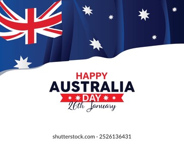 Día de Australia, 26 de enero Un día nacional destacado por un fondo inspirado en la bandera australiana y letras distintivas