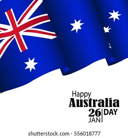 Australia Day. 26 January. National Flag. Postcard Design for card, flyer banner