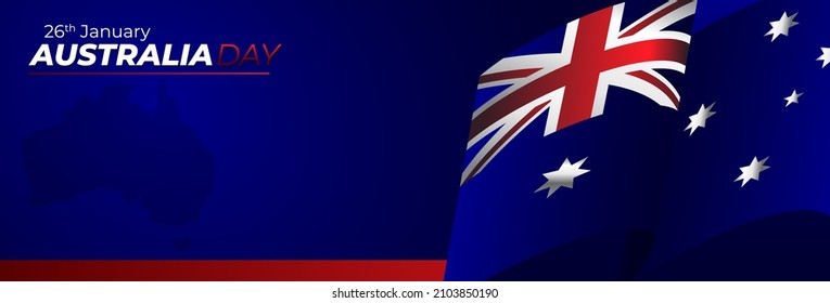 Australia day 26th january banner vector background with flag illustration, template design with copy space