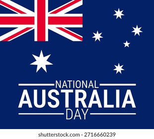 Australia Day with Australian flag background, banner, card or poster design template is observed every year during January, to raise awareness about the mission. Vector illustration.