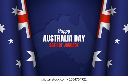 Australia Day Background Design with flags. 26th of January. Vector Illustration.