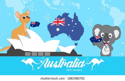 
Australia day background with flat design illustration