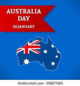 Australia Day Background. National celebration card with flag and continent. Vector illustration.