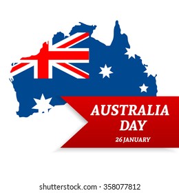 Australia Day Background. National celebration card with flag and continent. Vector illustration.